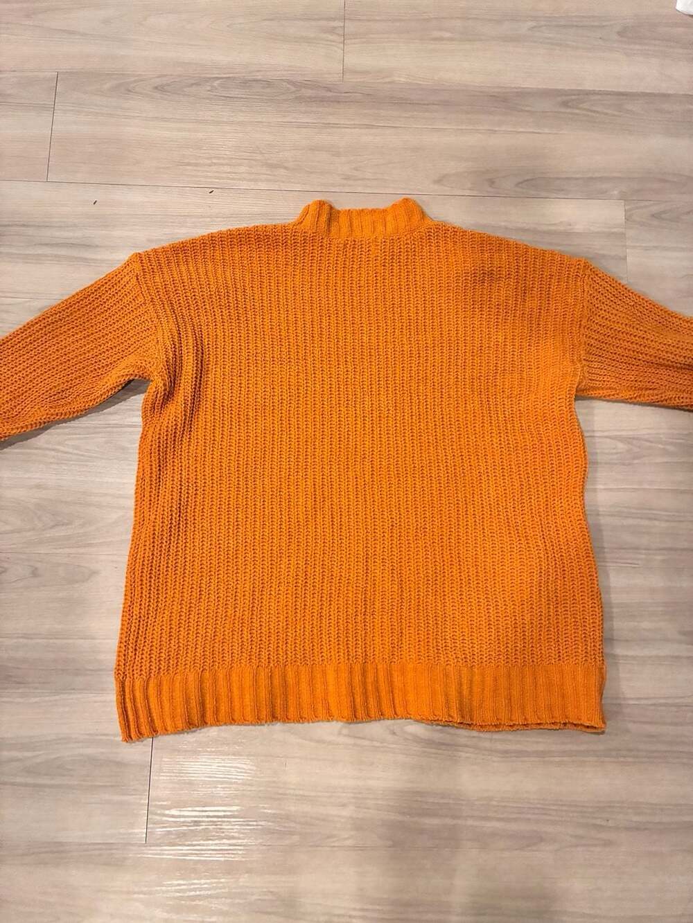 Arizona Jean Co Sweater Size L Orange Chenille Mock Neck